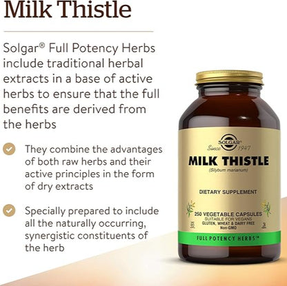 Solgar Milk Thistle - 250 Vegetable Capsules  - 250 Servings