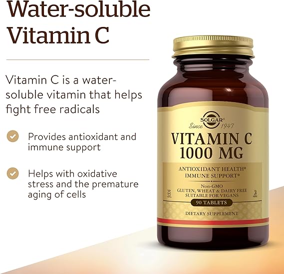 Solgar Vitamin C 1000 mg, 90 Tablets - Antioxidant & Immune Support