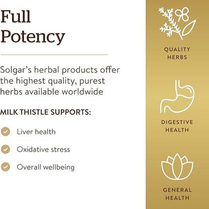 Solgar Milk Thistle - 250 Vegetable Capsules  - 250 Servings