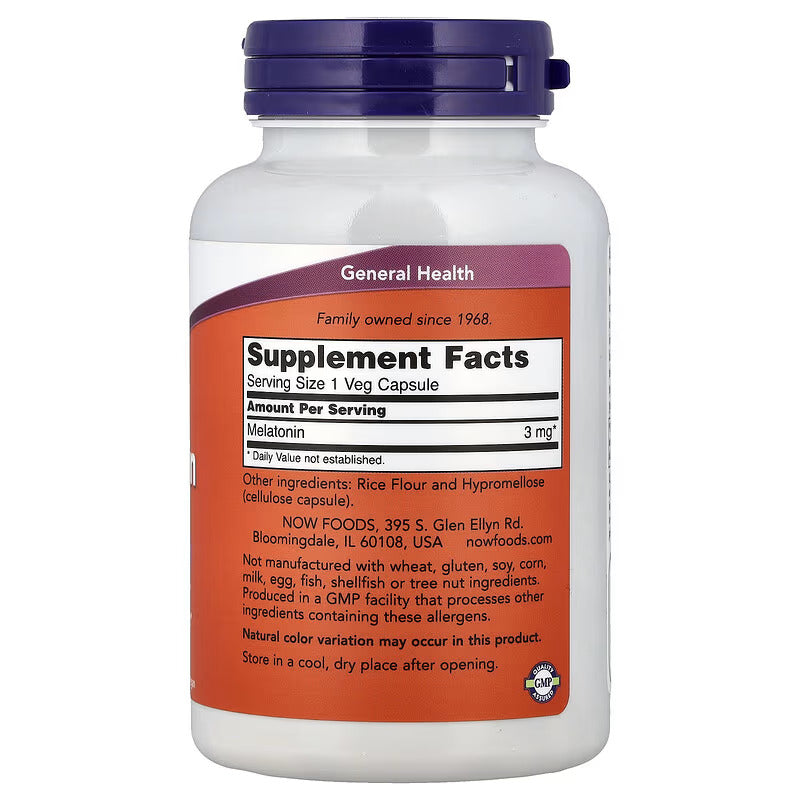 NOW Foods, Melatonin, 3 mg, 180 Veg Capsules