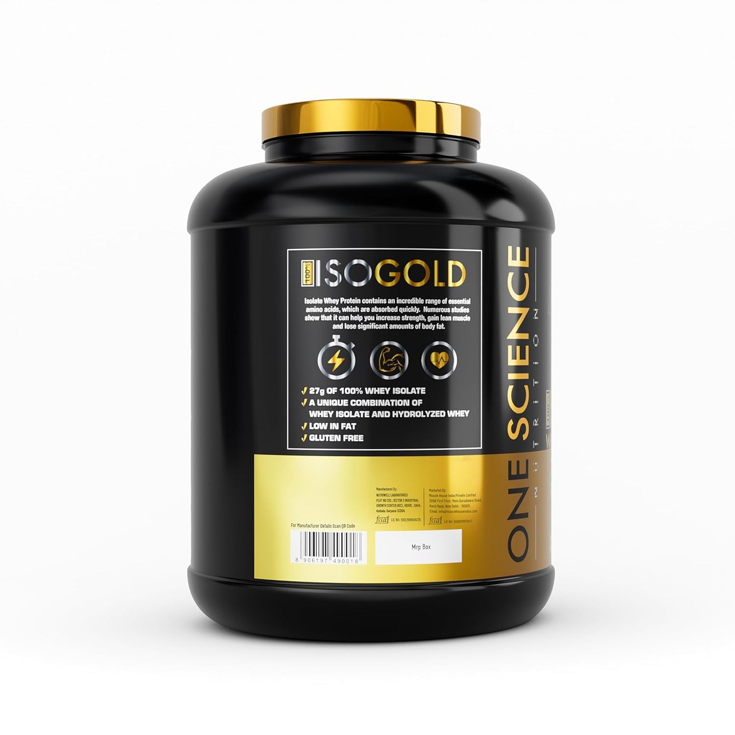 One Science Nutrition ISO Gold Whey Protein Isolate | Chocolate Charge | 5lbs | 70 Servings