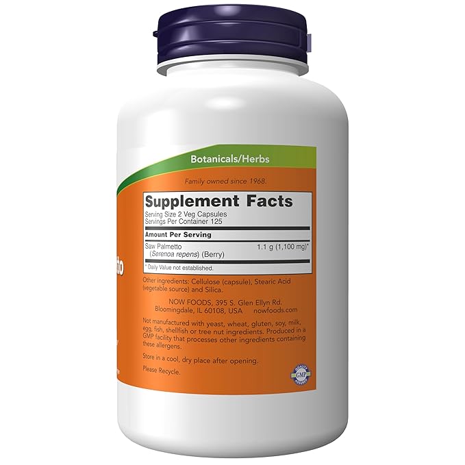 NOW Foods Saw Palmetto Berry 550mg, 250 Vcaps