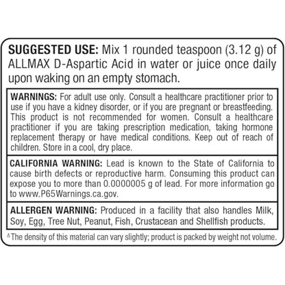 ALLMAX Nutrition, D-Aspartic Acid, 3.53 oz (100 g) powder