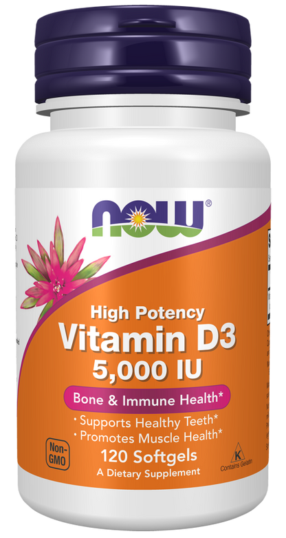 NOW FOODS Vitamin D3 5000 IU - 120 Softgels