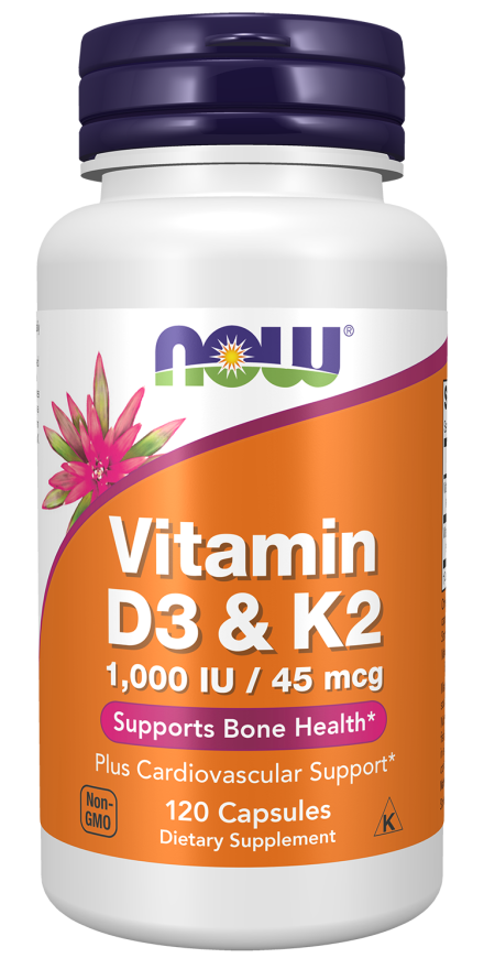 Now Foods Vitamin D3 & K2 , 1000 IU, 120 Capsules