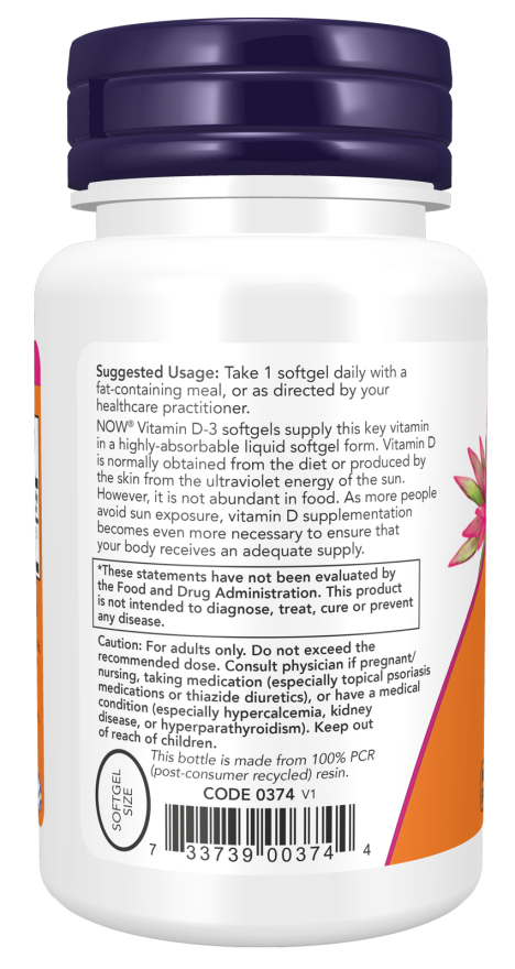 NOW FOODS Vitamin D3 5000 IU - 120 Softgels