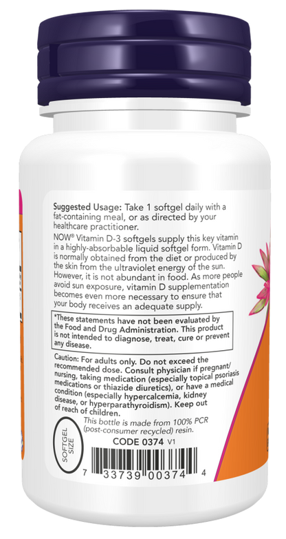 NOW FOODS Vitamin D3 5000 IU - 120 Softgels