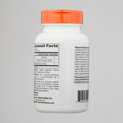 Doctor's Best Betaine HCI Pepsin & Gentian Bitters, Digestive Enzymes for Protein Breakdown & Absorption, Non-GMO, Gluten Free, 120 Caps,...