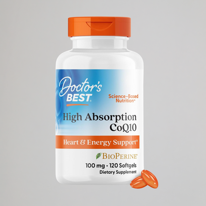 Doctor's Best High Absorption CoQ10 with BioPerine, Gluten Free, Naturally Fermented, Heart Health, Energy Production, 100 mg, 120 Count