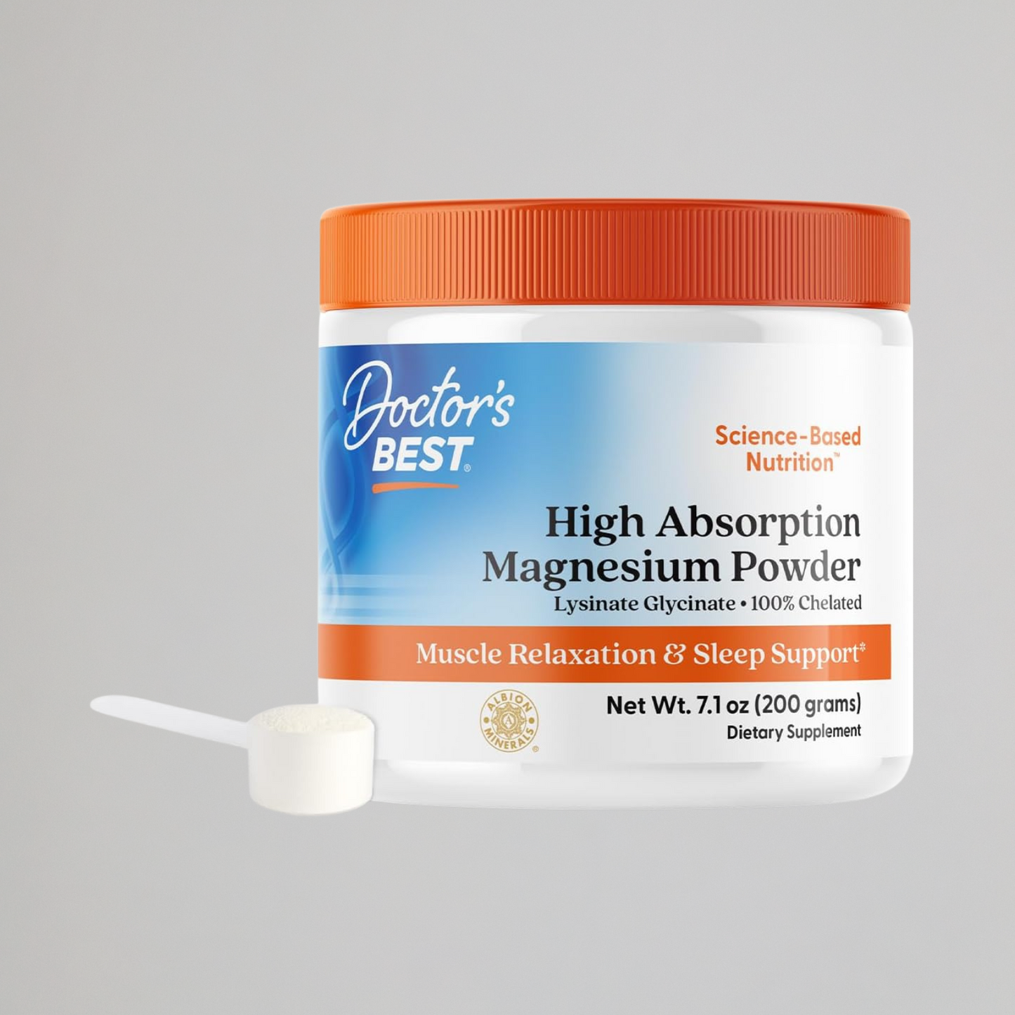 Doctor's Best High Absorption Magnesium Powder,White, 100% Chelated TRACCS, Not Buffered, Headaches, Sleep, Energy. Non-GMO, Vegan, Gluten Free, 200G, 7.1 Ounce (Pack of 1)