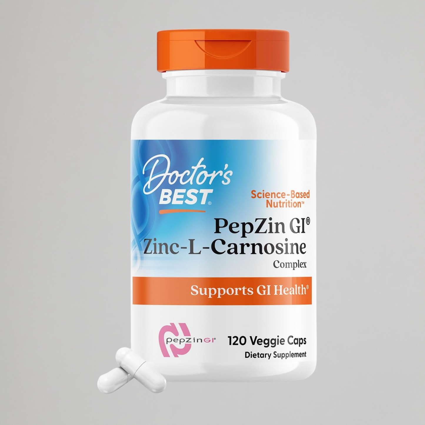 Doctor's Best PepZin GI, Zinc-L-Carnosine Complex, Non-GMO, Vegan, Gluten Free, Soy Free, Digestive Support, 120 Veggie Caps
