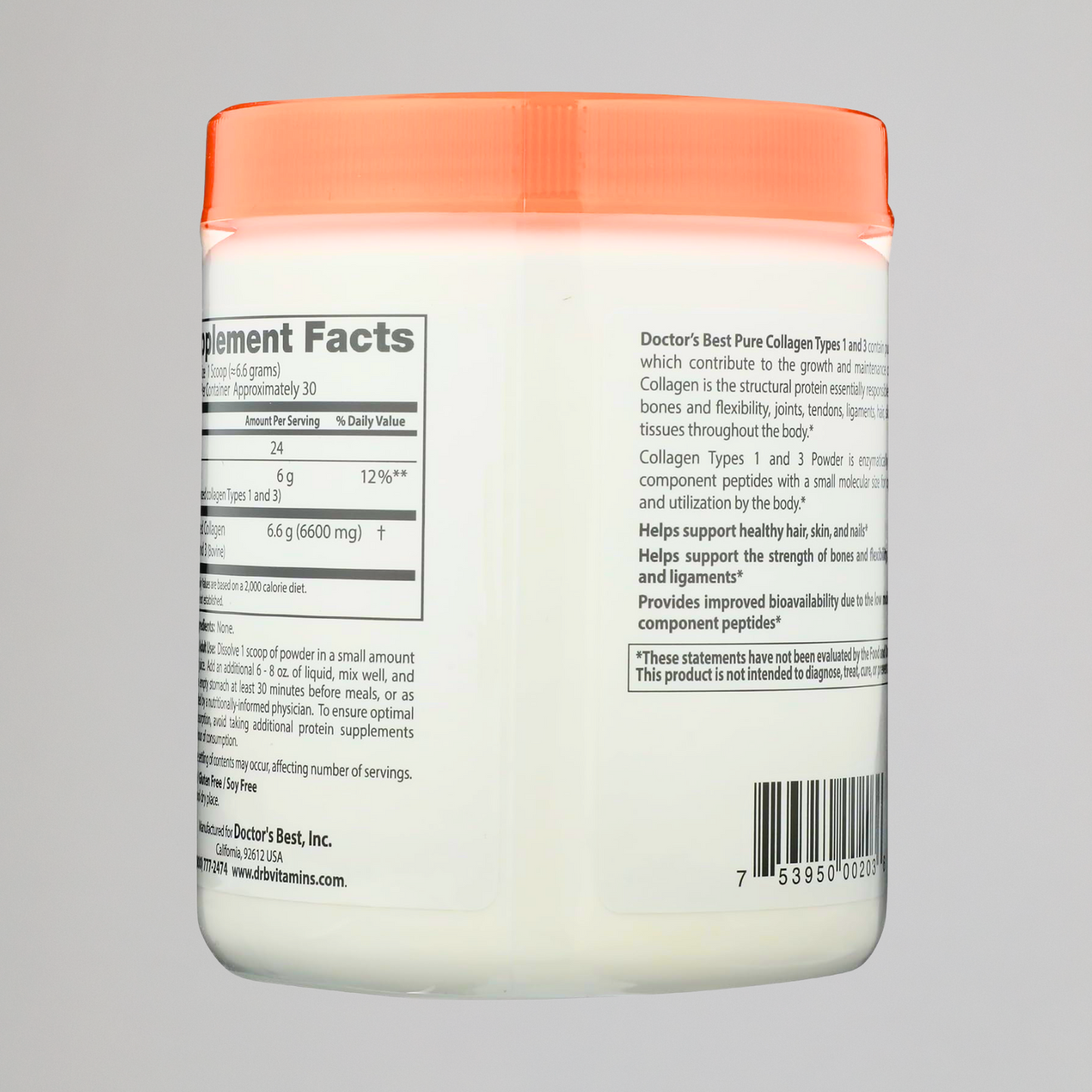 Doctor's Best Pure Collagen Types 1 & 3, Promotes Healthy Skin Hair & Nails – Bone & Joint Support, 7.1 Ounce (Pack of 1)