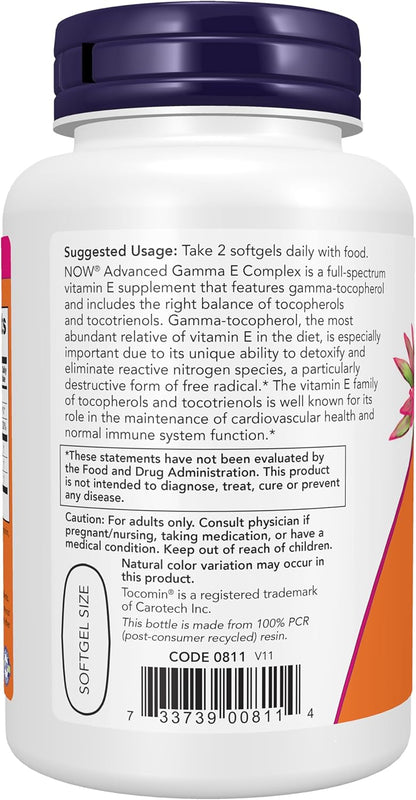 NOW Supplements, Advanced Gamma E COMPLEX , 120 Softgels
