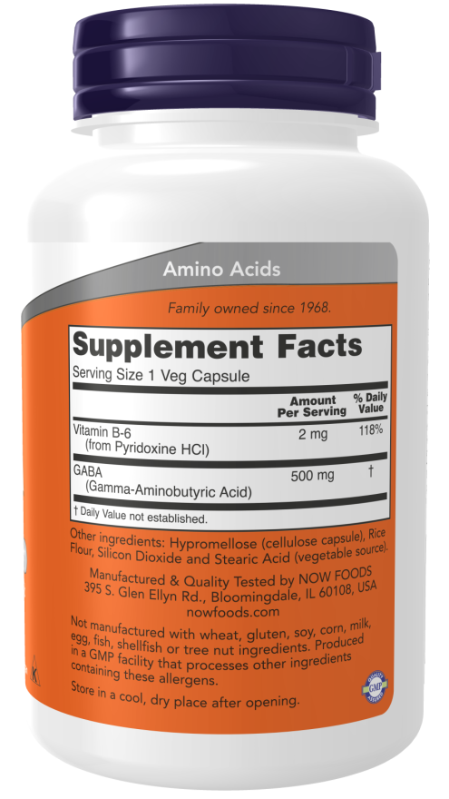 NOW GABA 500MG 100 CAPSULES