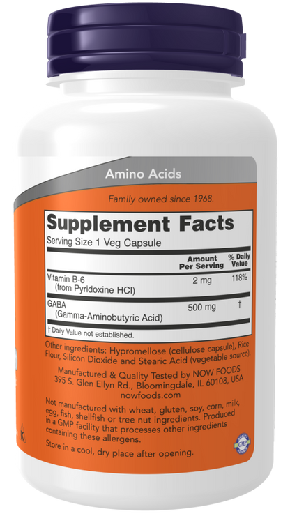 NOW GABA 500MG 100 CAPSULES