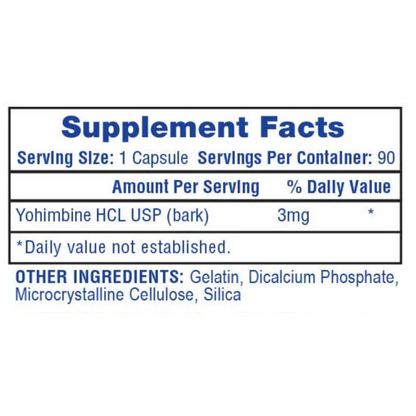 Hi-Tech pharmaceuticals yohimbine 3mg 90capsules