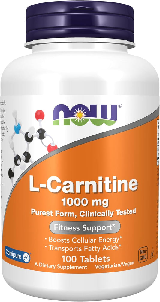 NOW Foods Supplements, L-Carnitine 1,000 mg, 100 Tablets