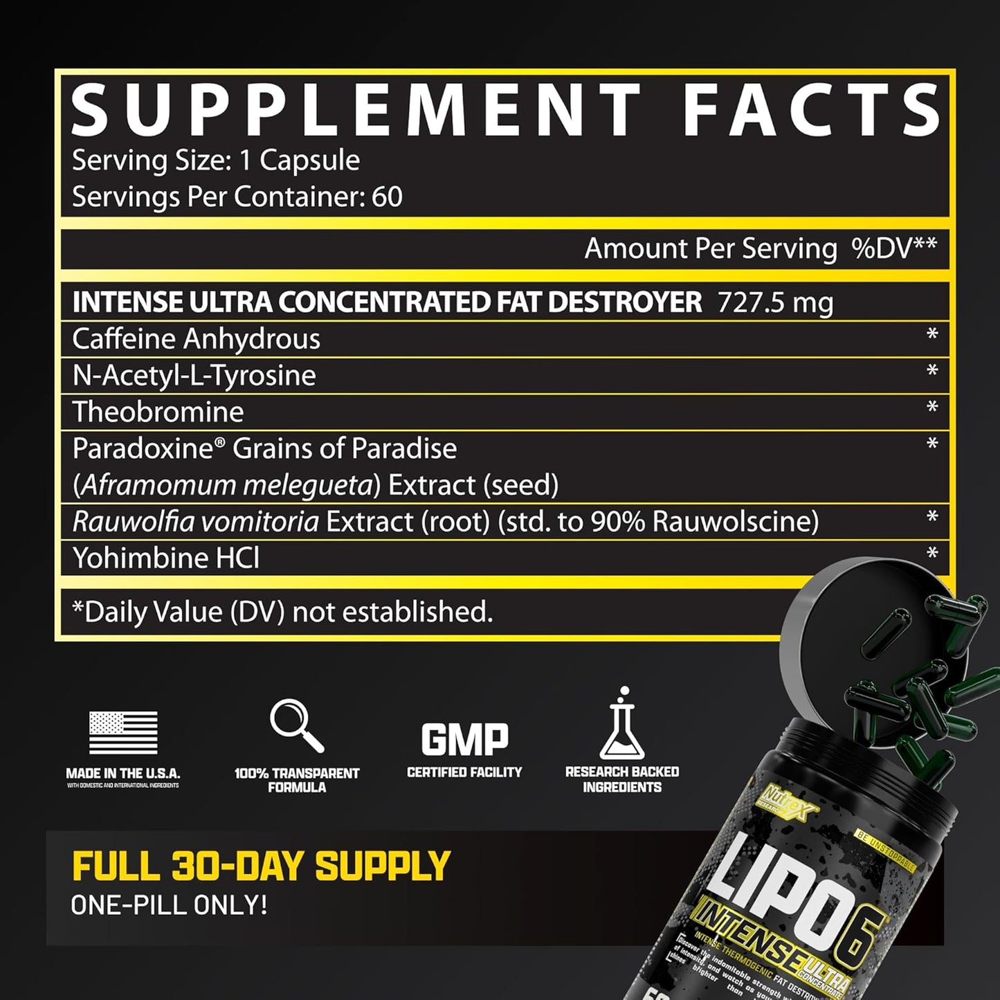 Nutrex Research Lipo6 Black Intense Ultra Concentrate - 60 CAPSULES
