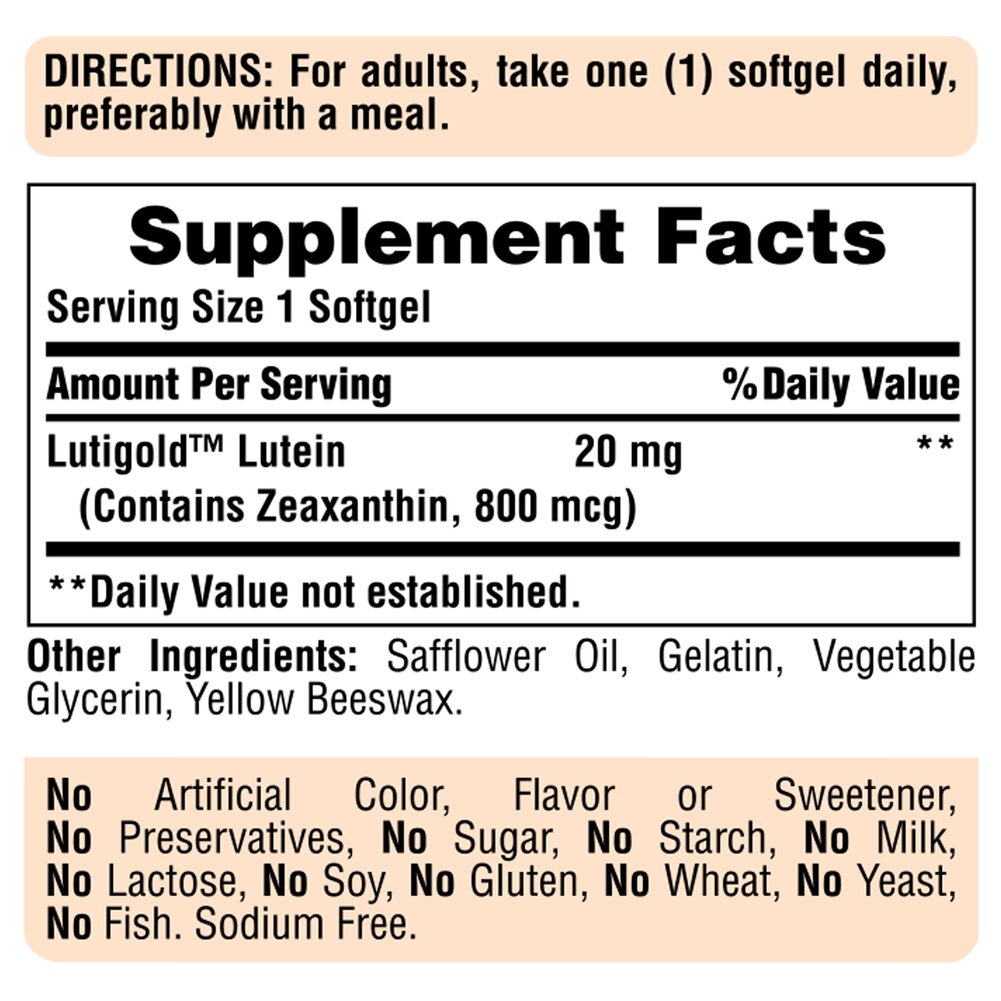 Puritan's Pride  Lutein 20 mg with Zeaxanthin