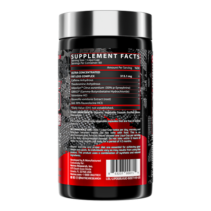 NUTREX, LIPO-6 BLACK UC THE ULTIMATE THERMOGENIC FAT BURNER, 60 CAPS