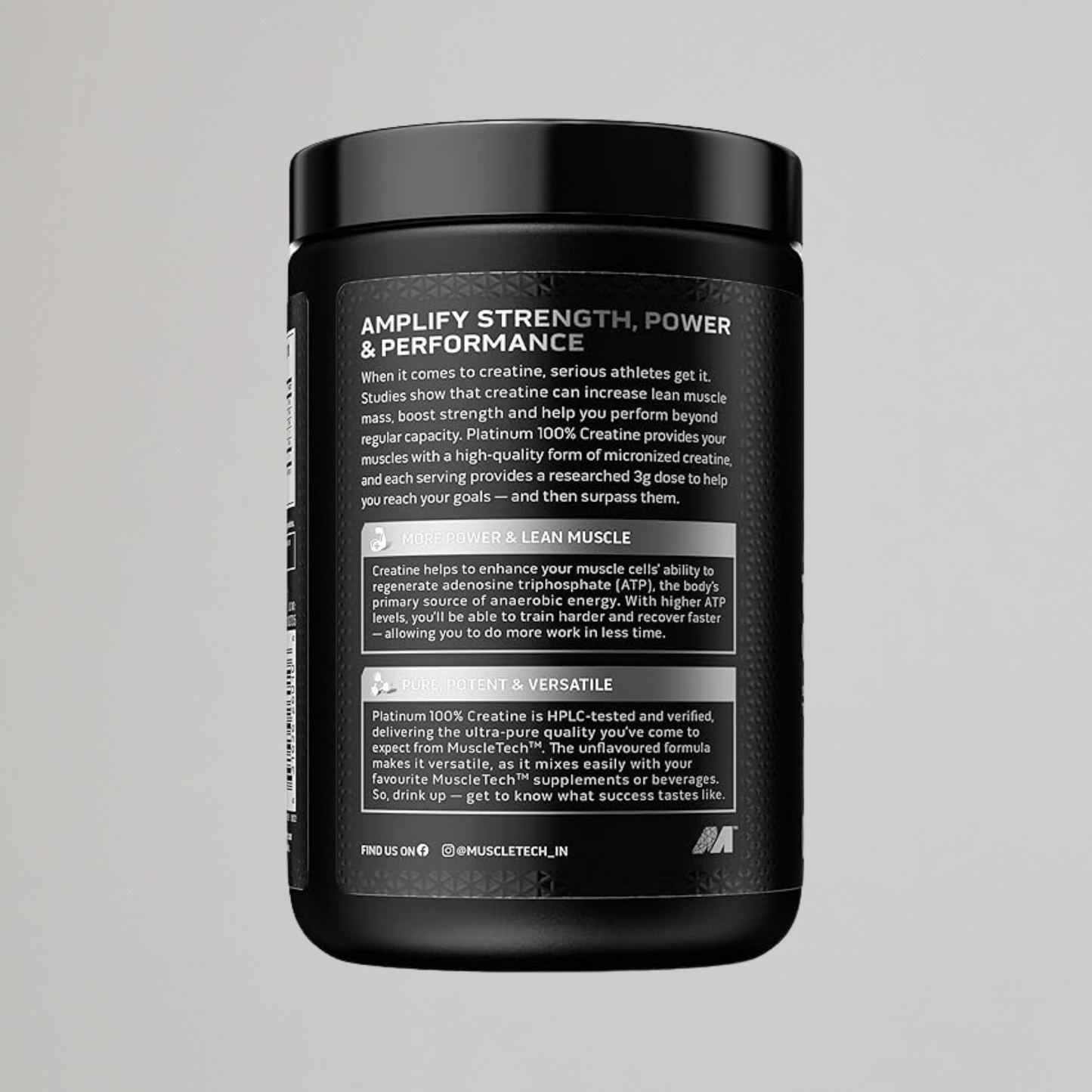 MuscleTech Platinum 100% Creatine Powder (Unflavoured - 250 Gram,83 Serves),Scientifically Researched to Build Muscle - Increase Muscle Power,Boost Strength & Enhance Performance,1 count,83 servings