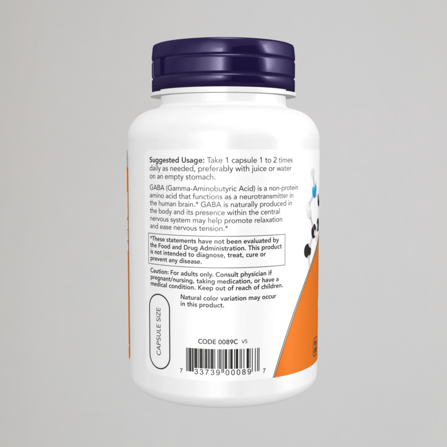 NOW FOODS, GABA 750 mg Veg Capsules