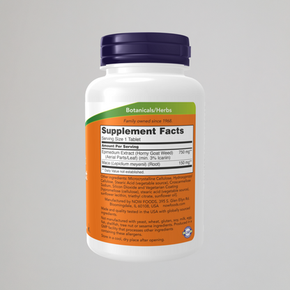 NOW FOODS, HORNY GOAT WEED, 750 mg, 90 TABLETS