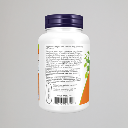 NOW FOODS, HORNY GOAT WEED, 750 mg, 90 TABLETS