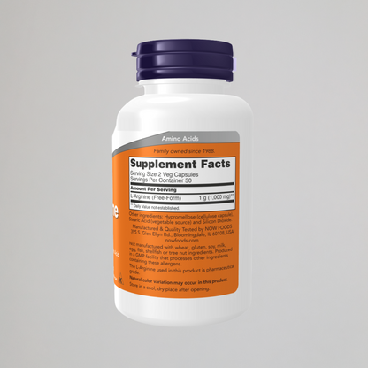 NOW FOODS, L-Arginine 500 mg , 100 Veg Capsules