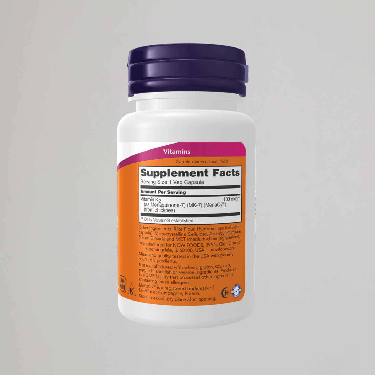 NOW FOODS, MK-7 Vitamin K-2 100 mcg , 60 Veg Capsules