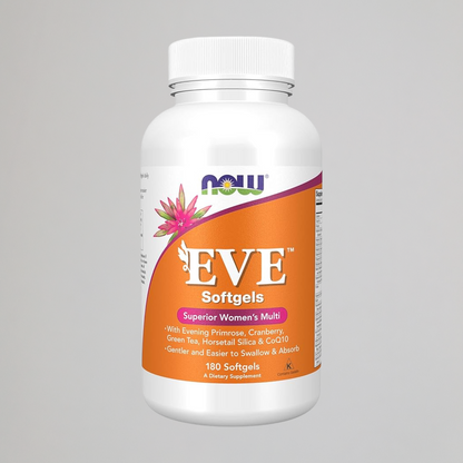 NOW Foods Supplements, Eve™ Women's Multivitamin with Evening Primrose, Cranberry, Green Tea, Horsetail Silica & CoQ10, 180 Softgels