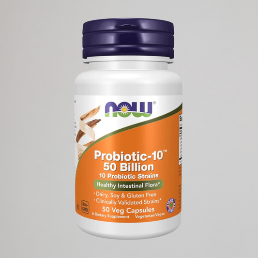 NOW Foods Supplements, Probiotic-10™, 50 Billion, with 10 Probiotic Strains, Strain Verified, 50 Veg Capsules