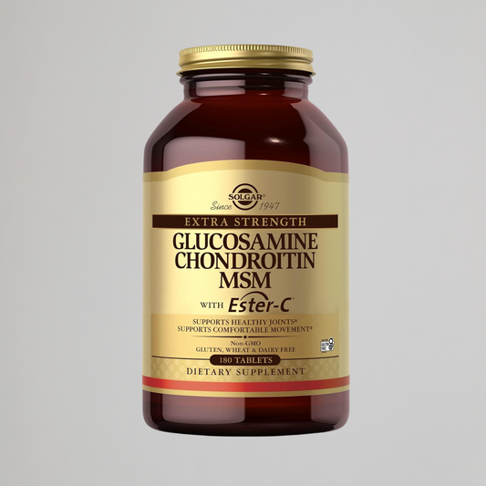 Solgar Extra Strength Glucosamine Chondroitin MSM w/ Ester-C, 180 Tablets - Promotes Healthy Joints, Supports Comfortable Movement & Collagen Formation - Non-GMO, Gluten No, Dairy No - 60 Servings