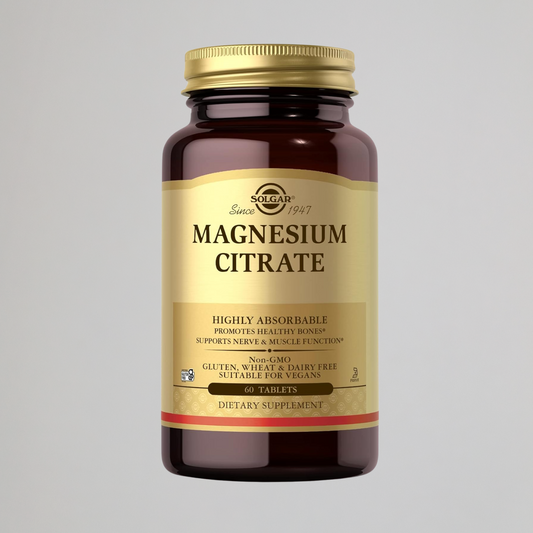 Solgar Magnesium Citrate - 60 Tablets - Promotes Healthy Bones, Supports Nerve & Muscle Function - Highly Absorbable - Non-GMO, Vegan, Gluten Free, Kosher - 30 Servings