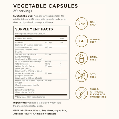 Solgar No. 7, 30 Vegetable Capsules - Joint Support & Comfort - Increased Mobility & Flexibility - Supplement for Men & Women - With Ester-C Vitamin C - Gluten Free, Non GMO, Dairy Free - 30 Servings
