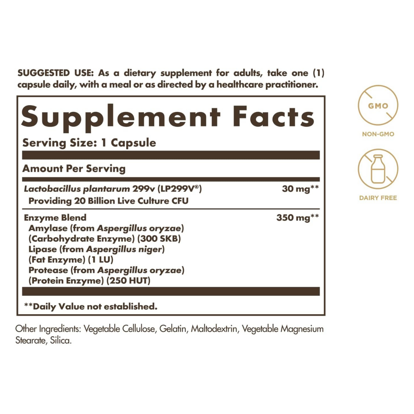 Solgar Probi Plus Enzyme Complex, 30 Capsules - 20 Billion CFU Probiotic Plus Enzymes - Once Daily - Clinically-Studied to Alleviate Occasional Gas & Bloating - Non-GMO & Dairy Free, 30 Servings