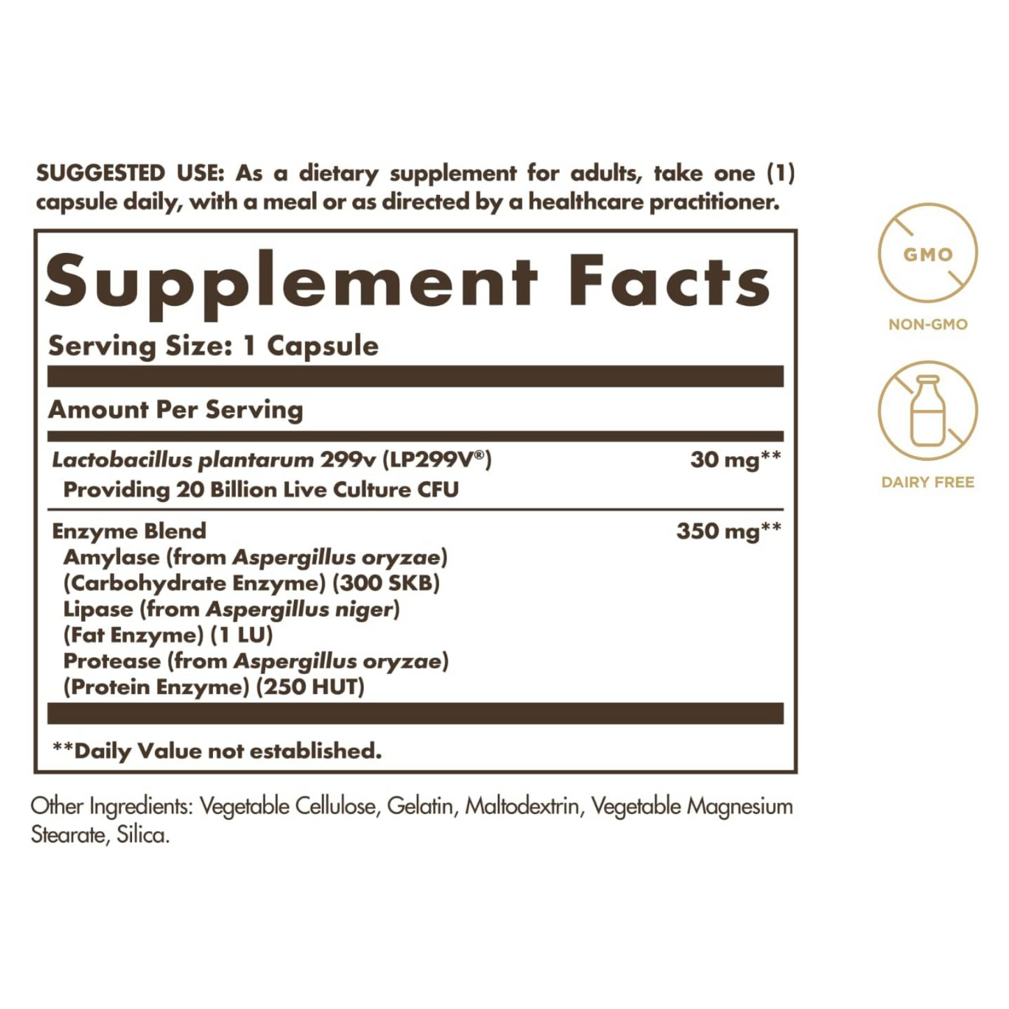 Solgar Probi Plus Enzyme Complex, 30 Capsules - 20 Billion CFU Probiotic Plus Enzymes - Once Daily - Clinically-Studied to Alleviate Occasional Gas & Bloating - Non-GMO & Dairy Free, 30 Servings
