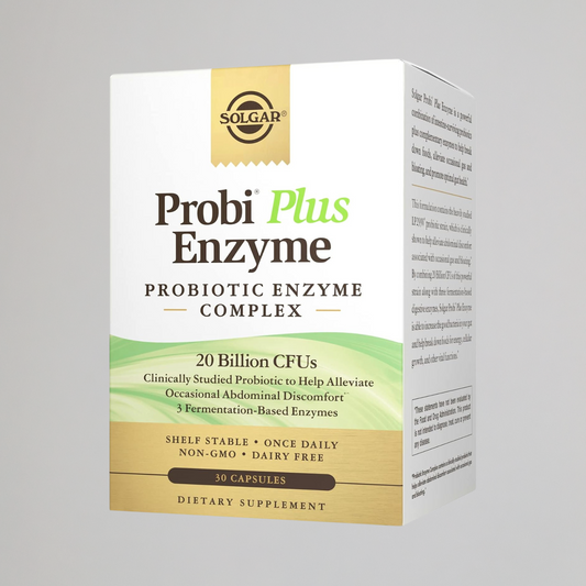 Solgar Probi Plus Enzyme Complex, 30 Capsules - 20 Billion CFU Probiotic Plus Enzymes - Once Daily - Clinically-Studied to Alleviate Occasional Gas & Bloating - Non-GMO & Dairy Free, 30 Servings