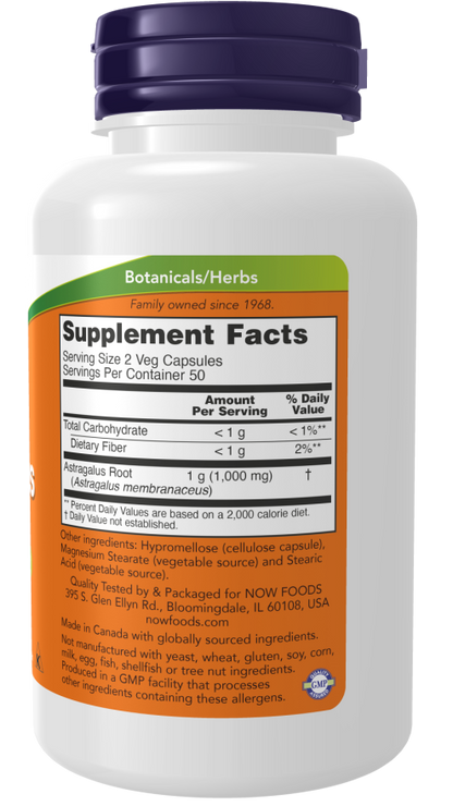 Now Foods Astragalus 500mg 100 Veg
