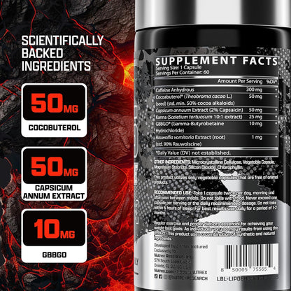 Nutrex Research Lipo-6 Hardcore Supplement, Supports Metabolism & Energy, Dietary Capsules – 60 Capsules