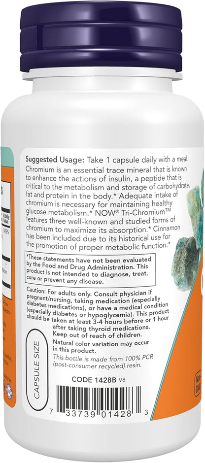 NOW Foods Supplements, Tri-Chromium 500 mcg ,90 Veg Capsules